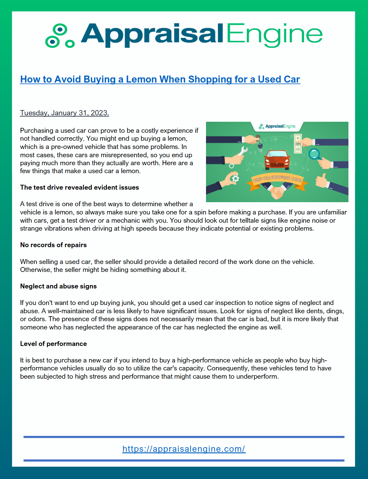 How To Avoid Buying A Lemon When Shopping For A Used Car Ae