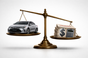 Car value vs loan balance imbalance showing negative equity in 2026