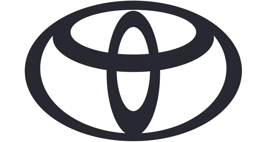 Black and white Toyota logo, representing the iconic brand identity of the global automotive company.