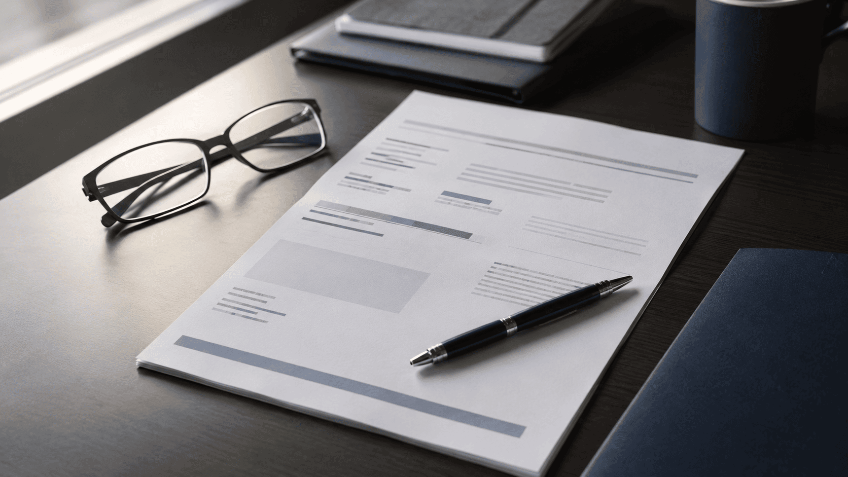 Vehicle insurance policy document on a desk being reviewed before invoking the appraisal clause