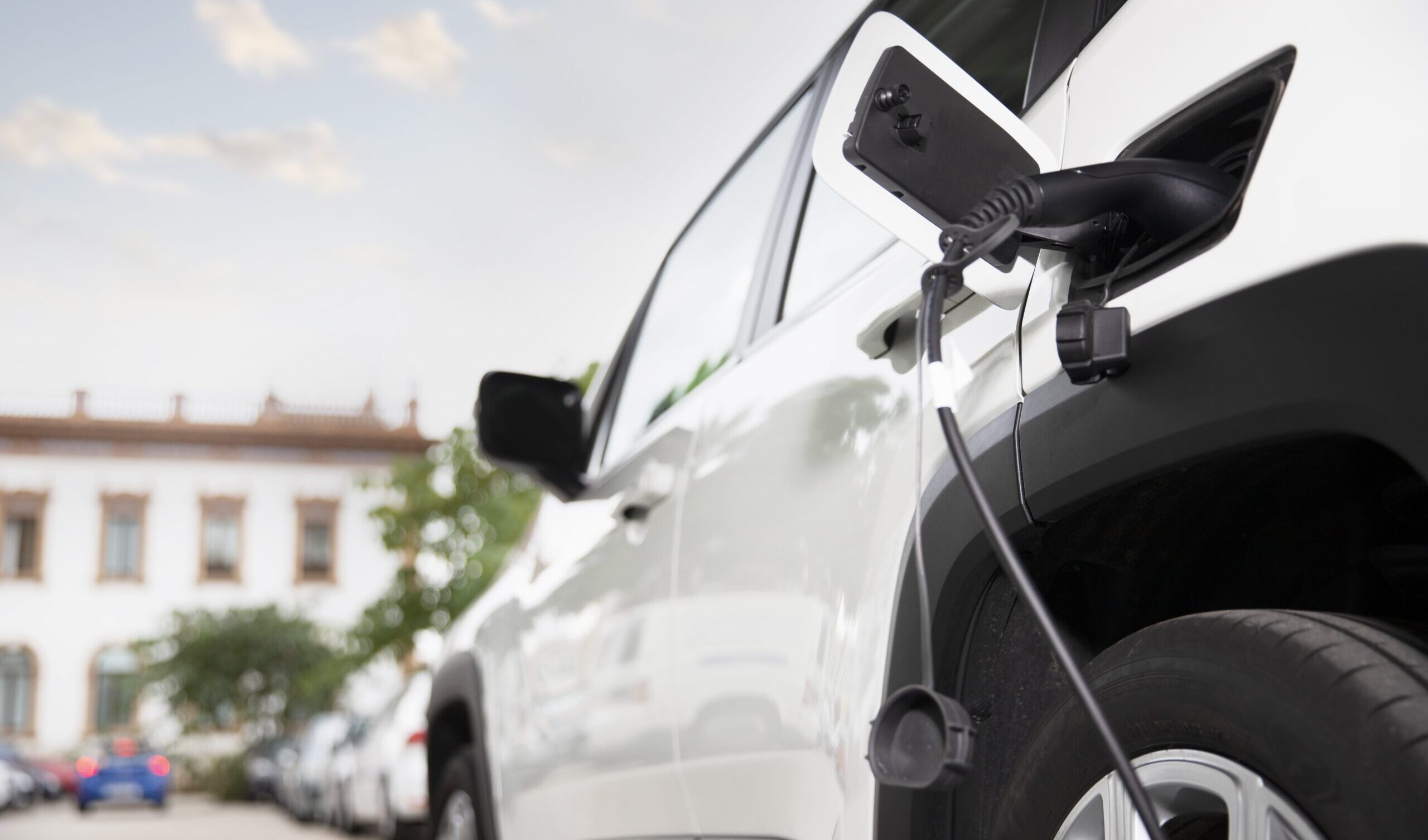 close up electric car charging