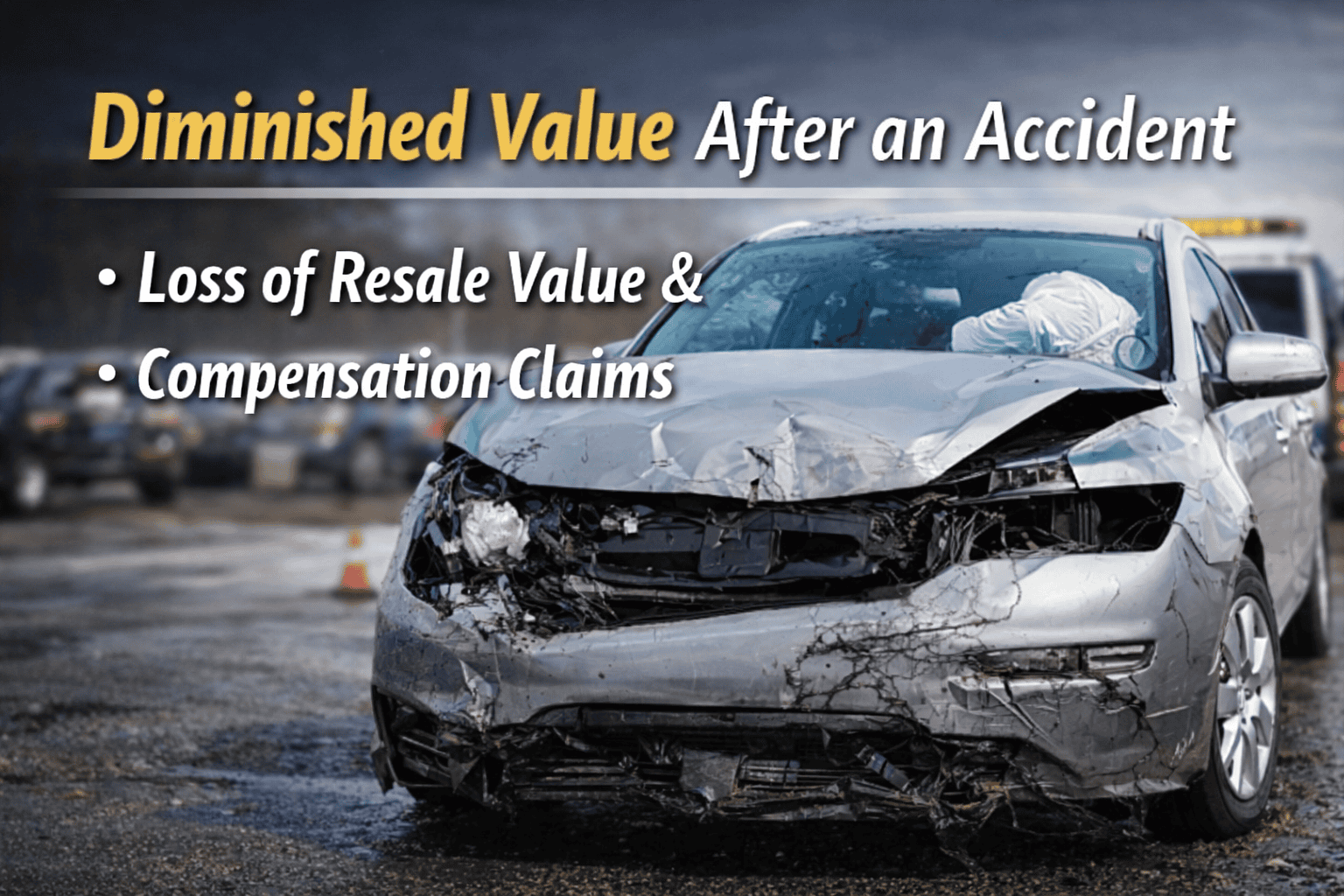 diminished value after car accident showing damaged vehicle and loss of resale value